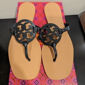 Gently Used Tory Burch Size 8.5 Perfect Black Miller Square Toe Sandal